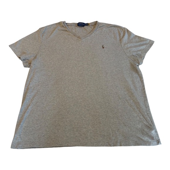 Polo Ralph Lauren Mens XXL Gray V Neck T-Shirt Custom Slim Fit Pony Logo - Picture 1 of 8